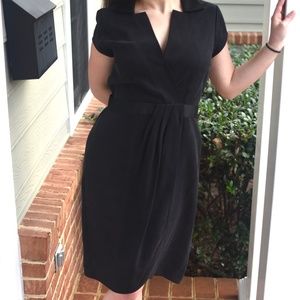 Elie Tahari Black Tencel Surplice Neck Black Dress